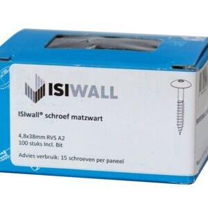 Isiwall snelmontageschroef lage bolkop torx t20 RAL 9005 doos per 100st 4,8x38mm
