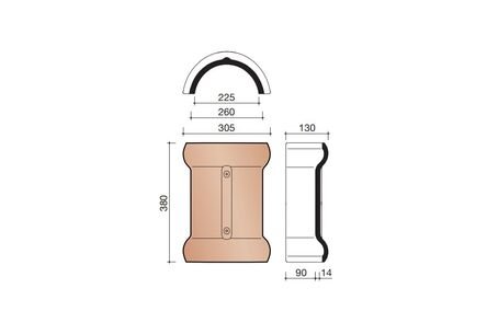 Koramic vario halfronde vorst met dubbele wel keramisch matzwart verglaasd