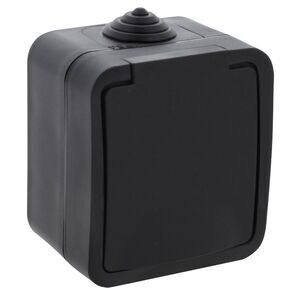 contactdoos 1-voudig, randaarde opbouw ip54 zwart