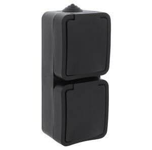 contactdoos 2-voudig, randaarde opbouw ip54 zwart