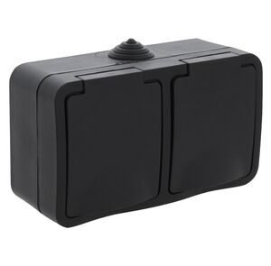 contactdoos 2-voudig, randaarde opbouw ip54 zwart