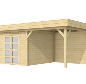 vuren tuinhuis onbehandeld incl 300cm luifel 3000x3000mm