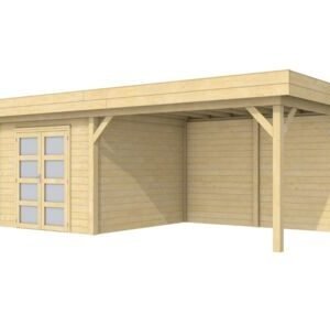 vuren tuinhuis onbehandeld incl. 400cm luifel 3000x3000mm