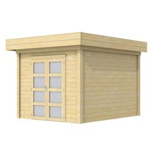 vuren tuinhuis onbehandeld incl. dubbele deur 3000x3000mm