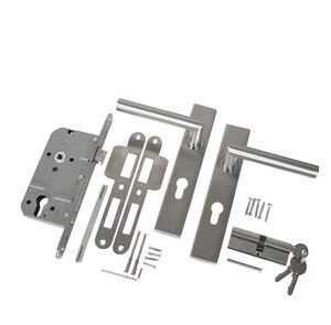 deurbeslagset rvs luxe incl slotkast cilinders slot duimen