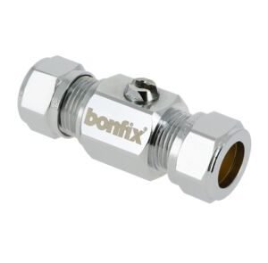 bonfix kogelstopkraan chroom recht sleufbediening kiwa 2 x knel 15x15mm