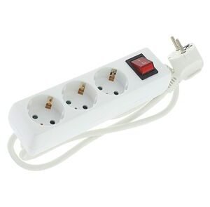 Stekkerdoos 3-Voudig met Schakelaar Randaarde 3x1,5mm Wit 1,5m