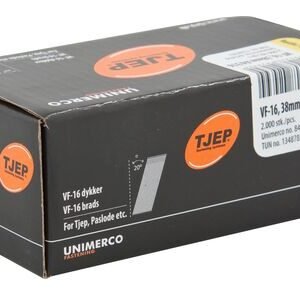 Tjep VF-16 Brads VF-16, 38 mm Glad Vlakke kop RVS A4 strip 2000st 1,6x38mm