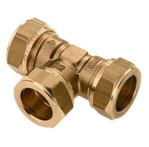 bonfix t-stuk messing kiwa/gastec 3x knel 15x15x15mm