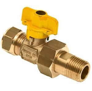 bonfix gaskogelkraan messing gastec knel x  buitendraad 15x1/2inch