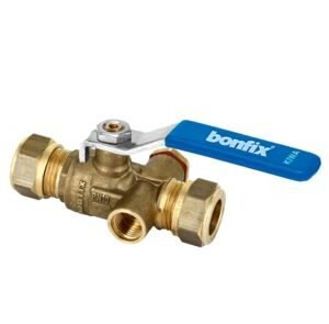 bonfix kogelstopkraan met hendel en aftapgelegenheid 15x15mm knel