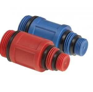 bonfix universele kunststof afsluitplug rood en blauw 3x buitendraad 3/8-1/2-3/4Inch