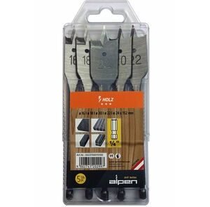 Alpen speedboor hout 5-delige set 16-18-20-22-24mm