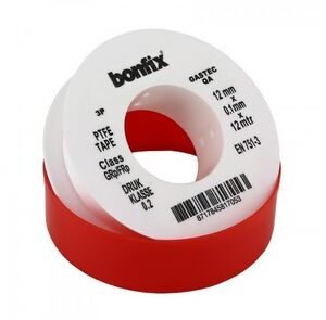 bonfix ptfe afdichtingstape/teflontape gastec 0,1mm rol 12m