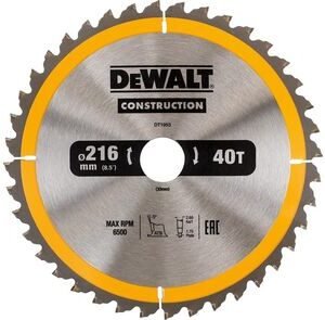 DeWALT cirkelzaagblad construction DT1953-QZ 40tands 216x30mm