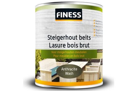 finess steigerhoutbeits binnen/buiten anthraciet-wash 750ml