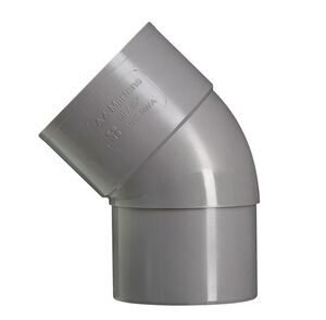 HWA bocht 45° 80mm vernauwd spie eind grijs