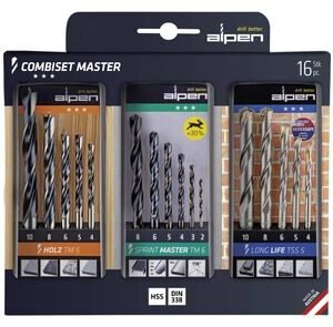 Alpen combiset master universeel 811003100 metaal-steen-hout, t/m10mm 16-delig 5-10mm 16st