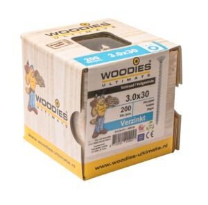 Woodies ultimate schroef voldraad verzonken kop torx t10 3,0x30mm verzinkt