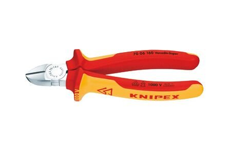 Knipex zijsnijtang comfort vde 70-06-160 grepen geïsoleerd met meer-componentengrepen, met verlengd snijvlak 160mm