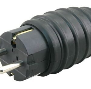 stekker rubber randaarde zwart 10/16a