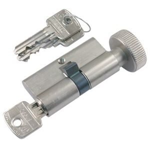 sx profielcilinder met knop messing vernikkeld