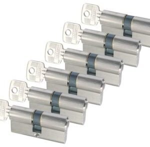 sx profielcilinder nikkel messing (set van 6 stuks) gelijksluitend skg2 60mm