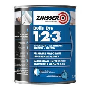 zinsser bulls eye 1-2-3 grondverf mat wit 1ltr